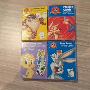 4 Decks New Sealed Looney Tunes Playing Cards Bugs  Coyote Tweety Taz